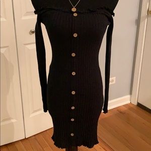 Off Shoulder Button Up Dress